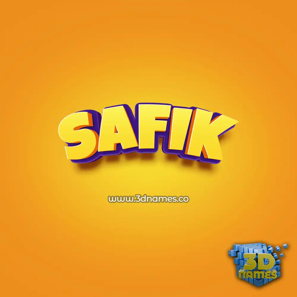 safik in Orange Toon style - 3D name wallpaper
