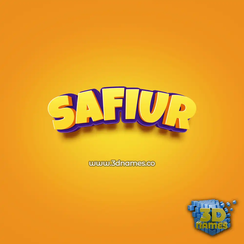 safiur in Orange Toon style - 3D name wallpaper