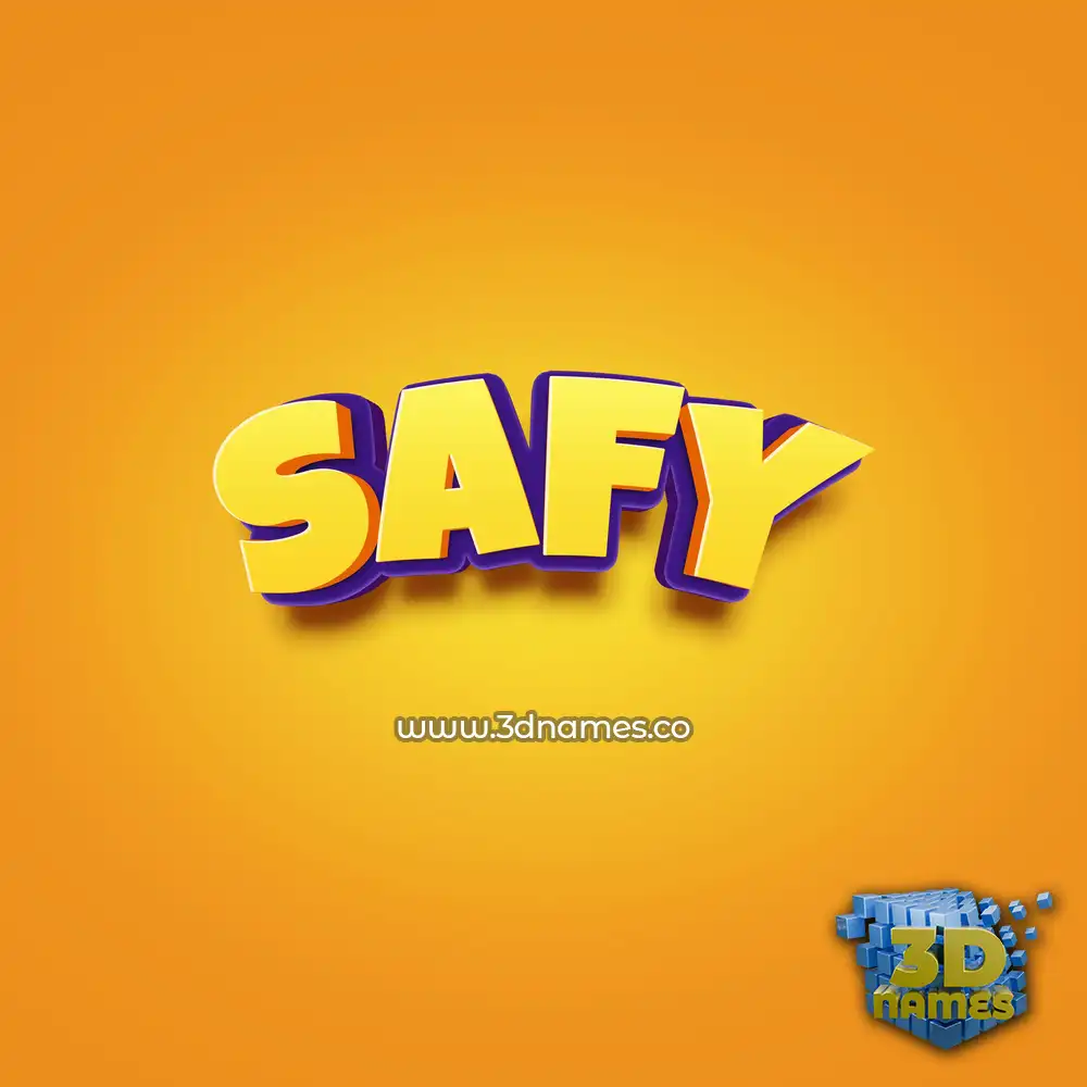 safy in Orange Toon style - 3D name wallpaper