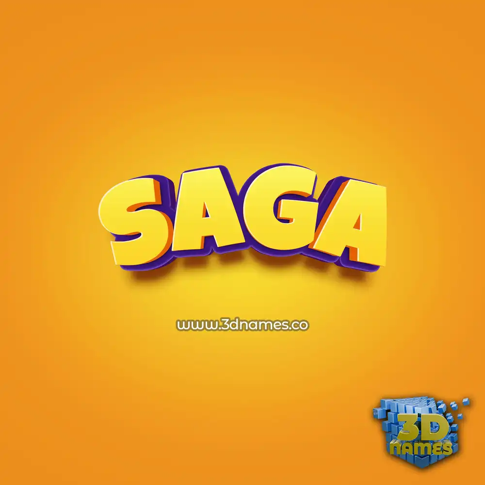 saga in Orange Toon style - 3D name wallpaper
