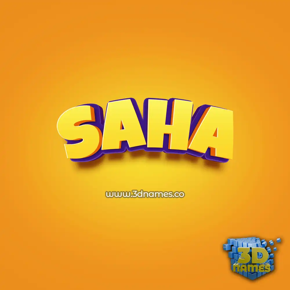 saha in Orange Toon style - 3D name wallpaper