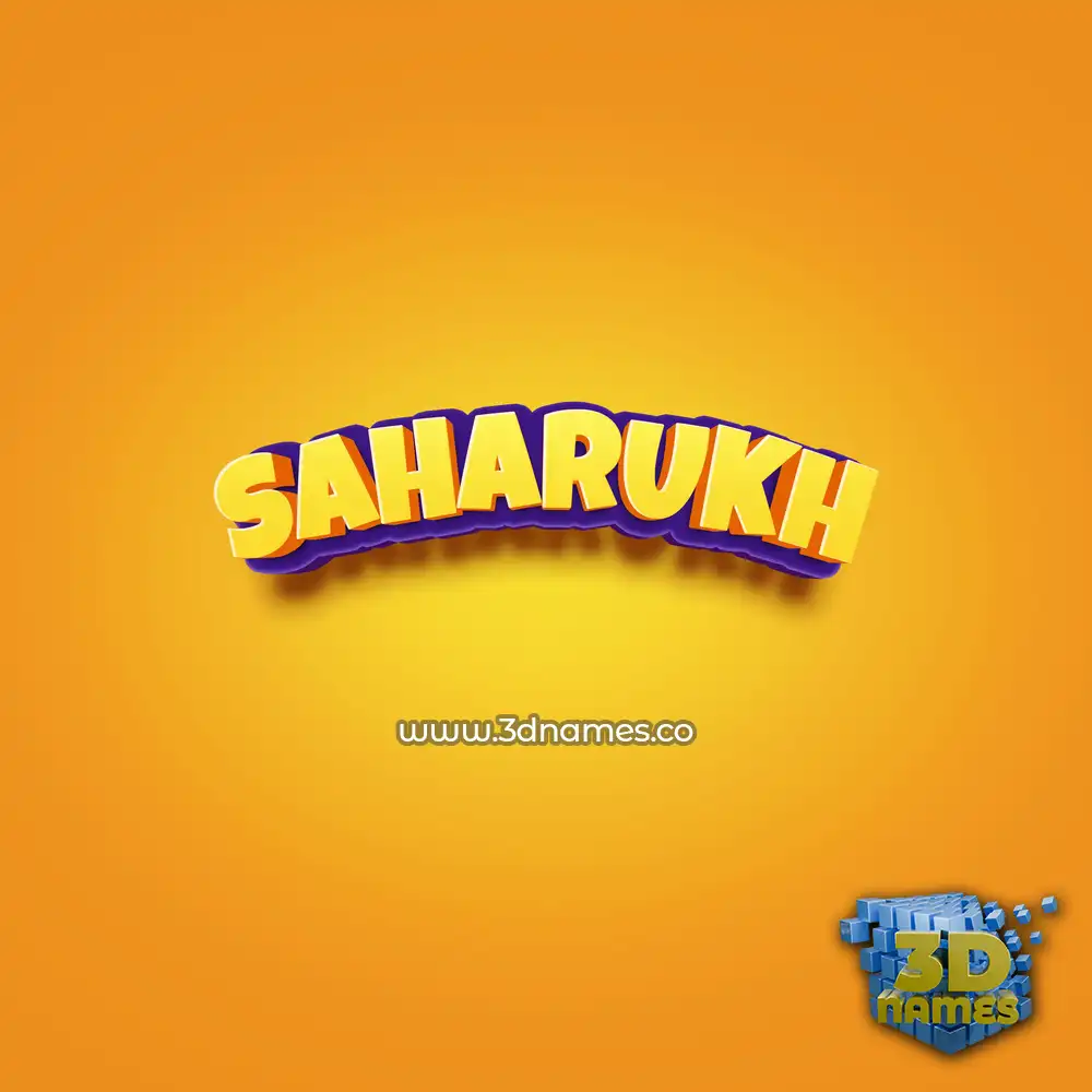 saharukh in Orange Toon style - 3D name wallpaper