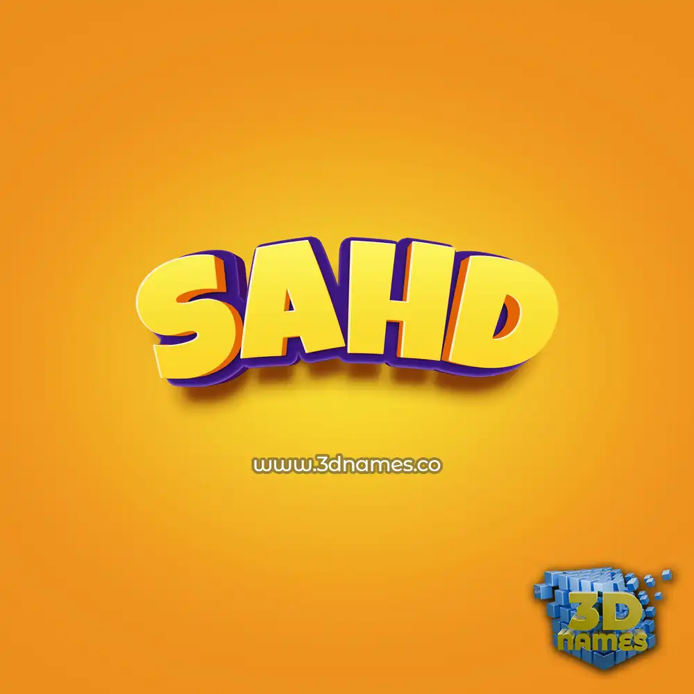 sahd in Orange Toon style - 3D name wallpaper