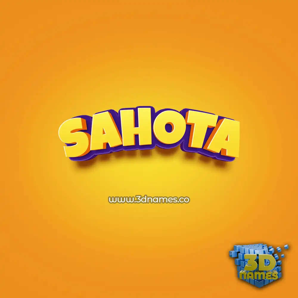 sahota in Orange Toon style - 3D name wallpaper