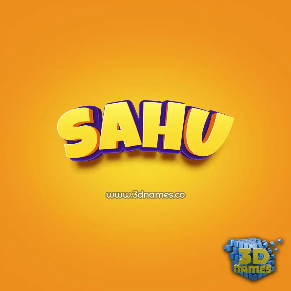 sahu in Orange Toon style - 3D name wallpaper