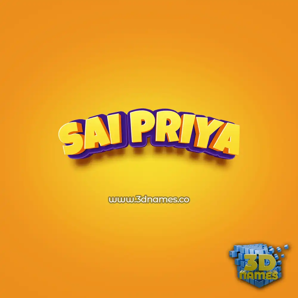 sai priya in Orange Toon style - 3D name wallpaper