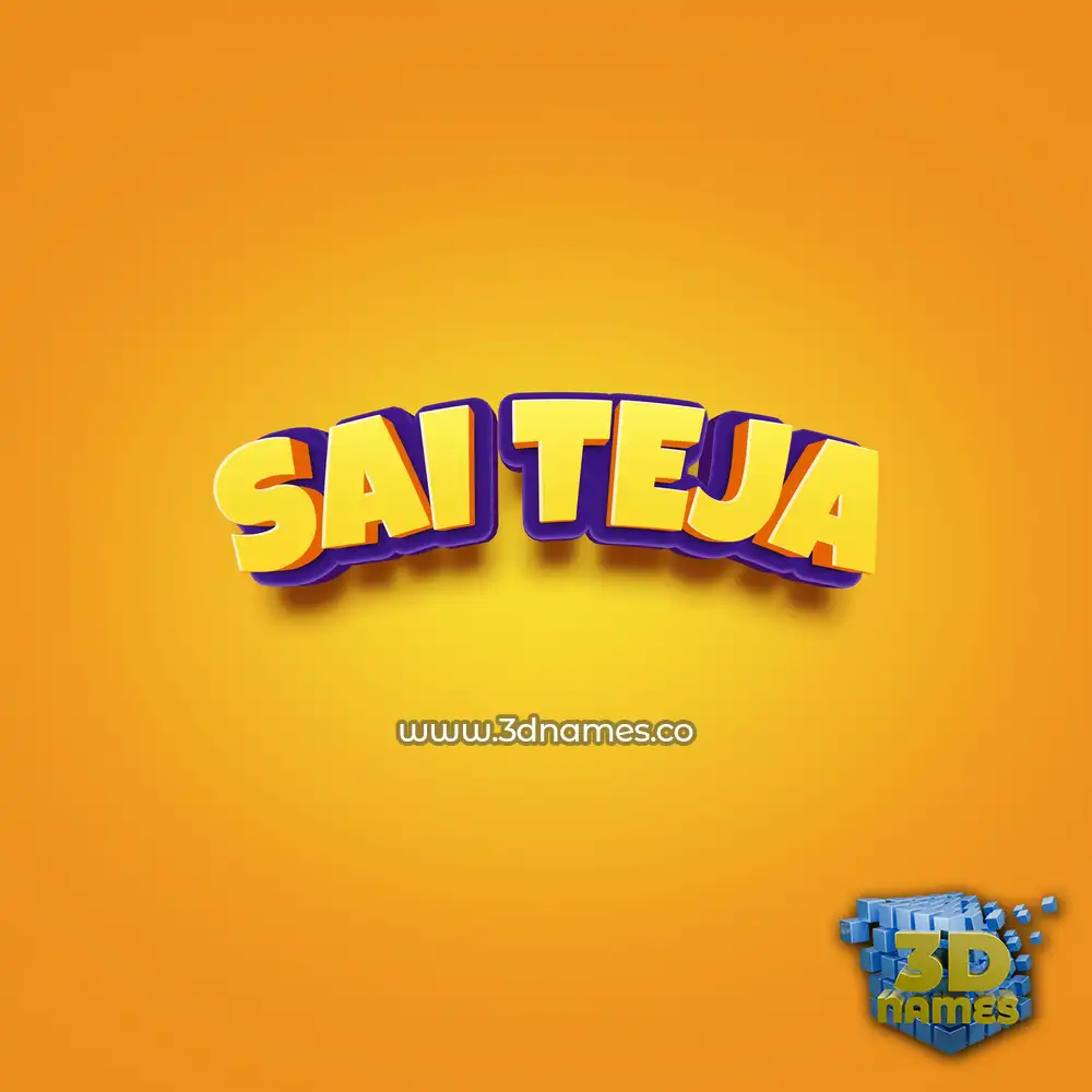 sai teja in Orange Toon style - 3D name wallpaper