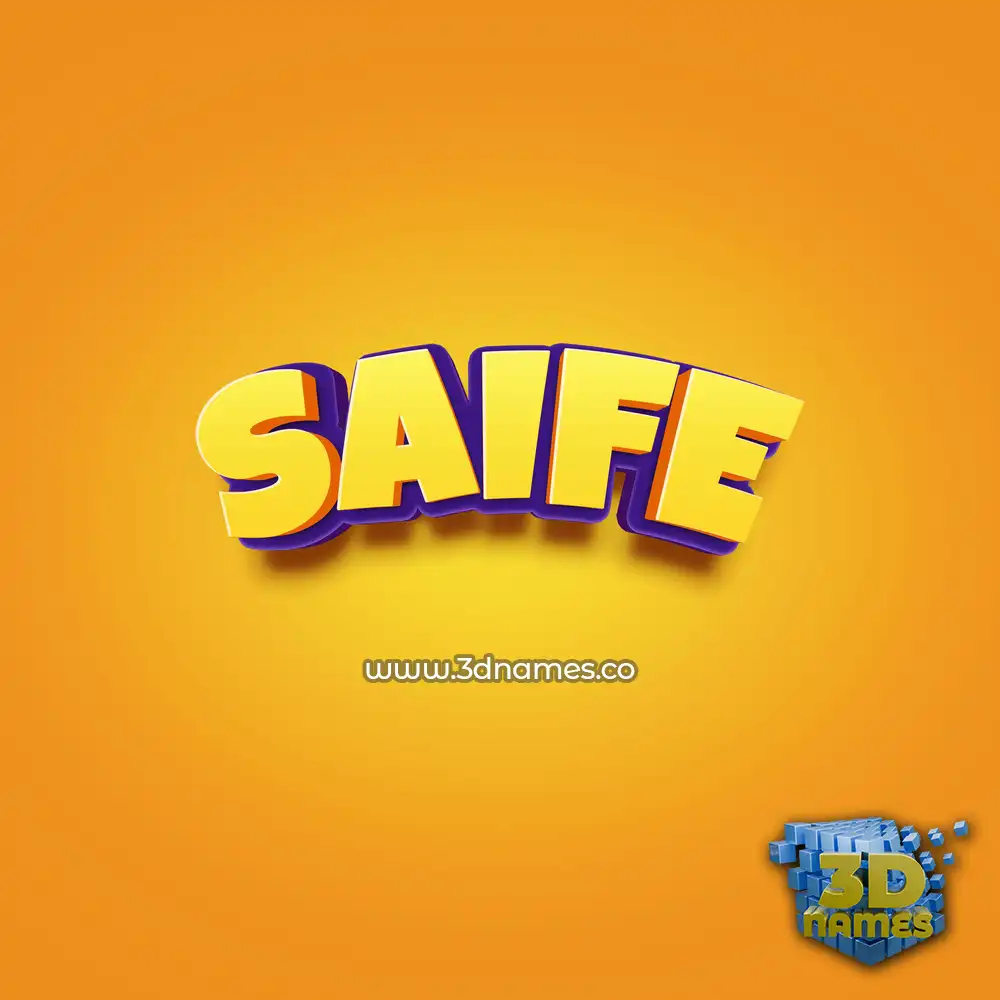 saife in Orange Toon style - 3D name wallpaper