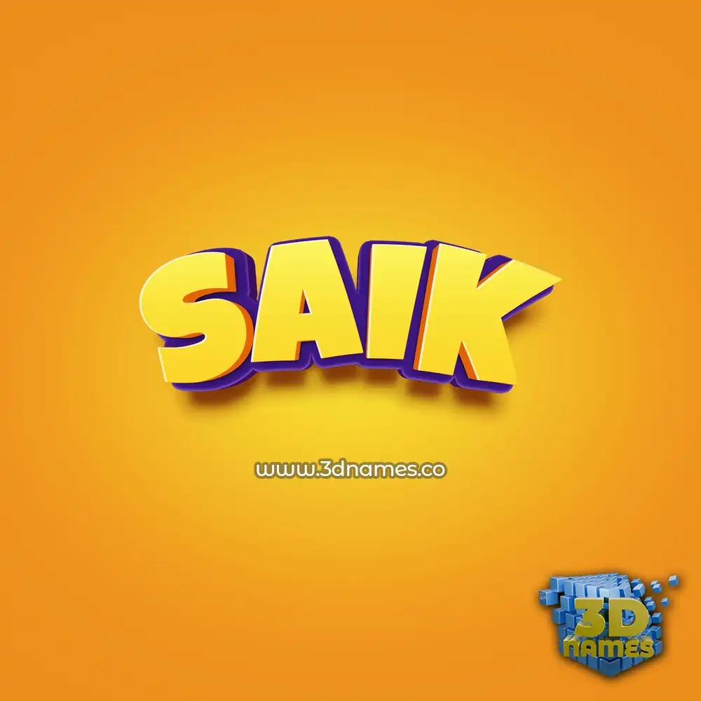 saik in Orange Toon style - 3D name wallpaper