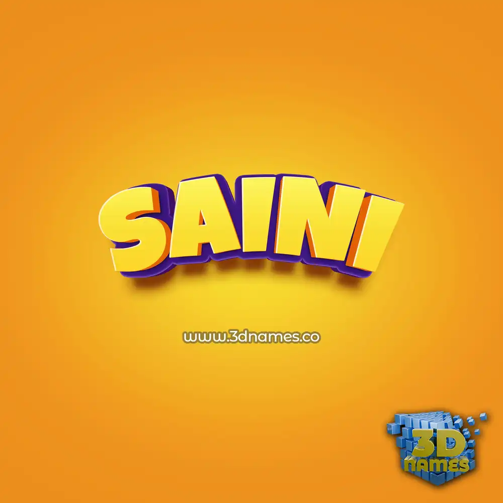 saini in Orange Toon style - 3D name wallpaper