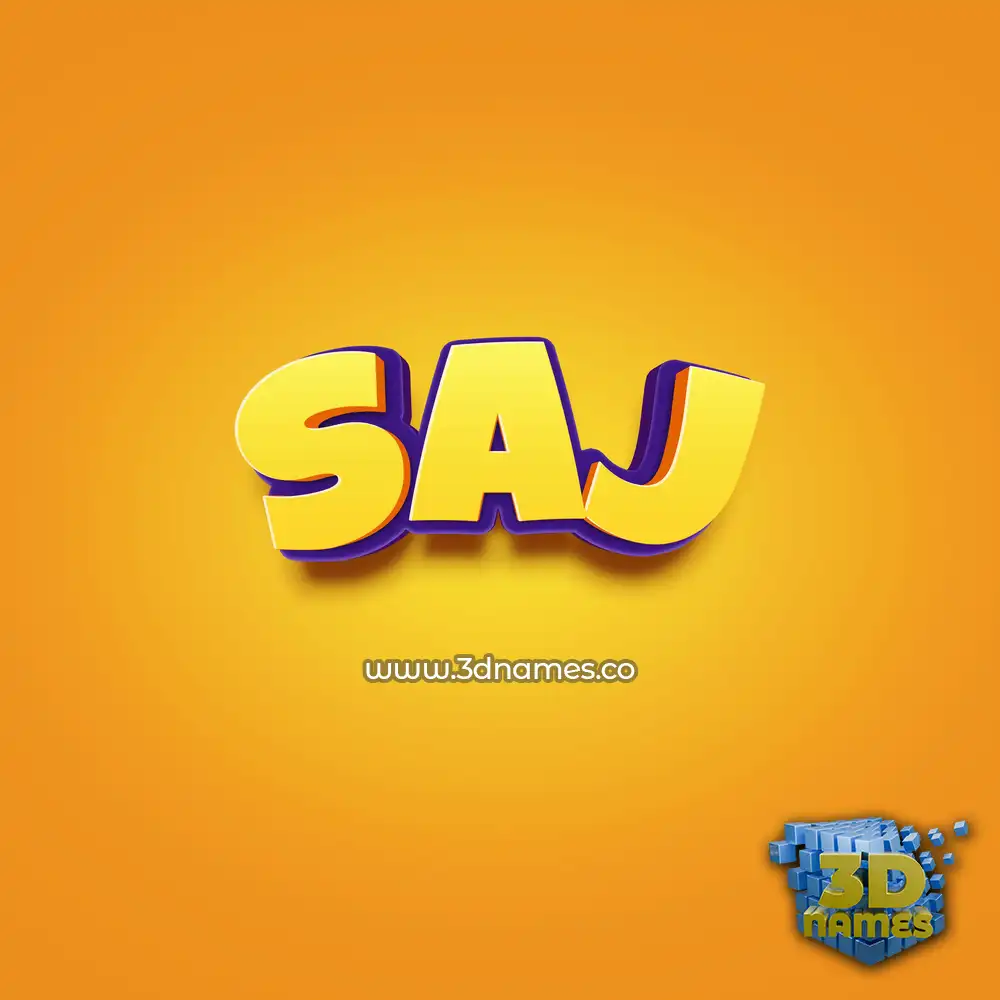 saj in Orange Toon style - 3D name wallpaper