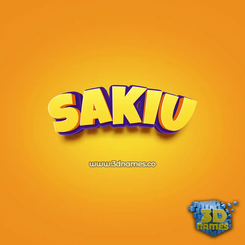 sakiu in Orange Toon style - 3D name wallpaper