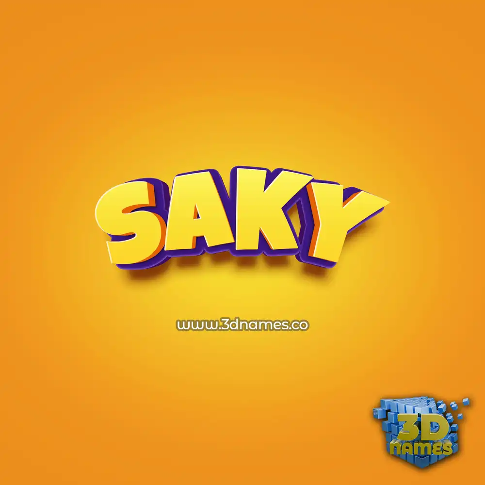 saky in Orange Toon style - 3D name wallpaper