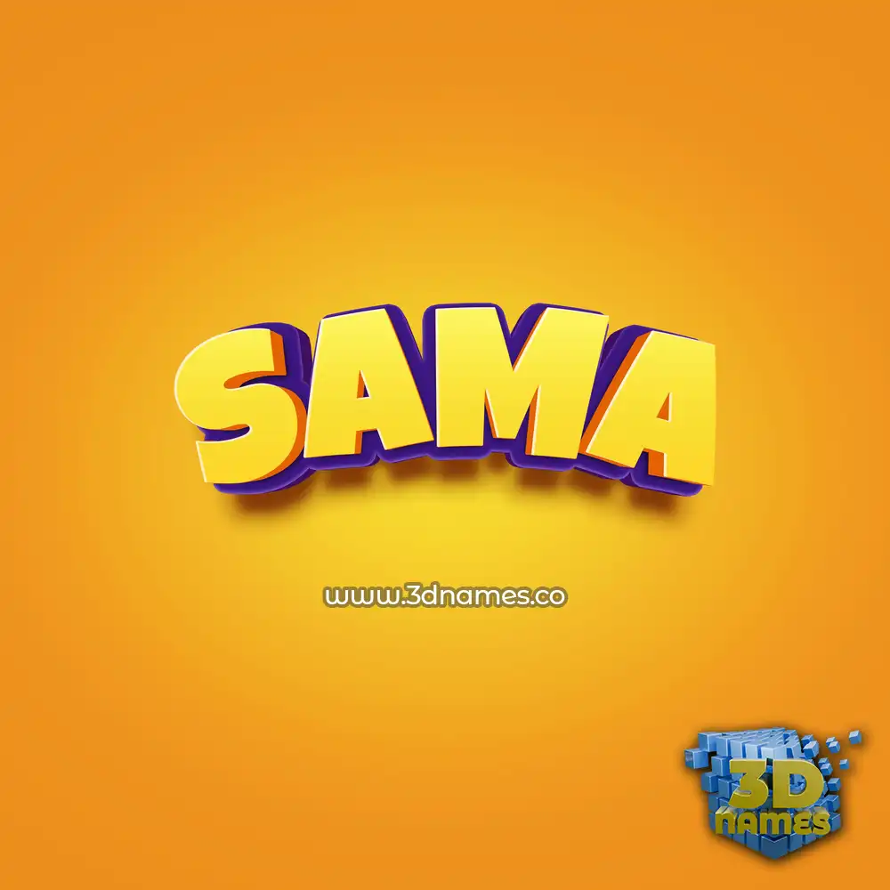 sama in Orange Toon style - 3D name wallpaper