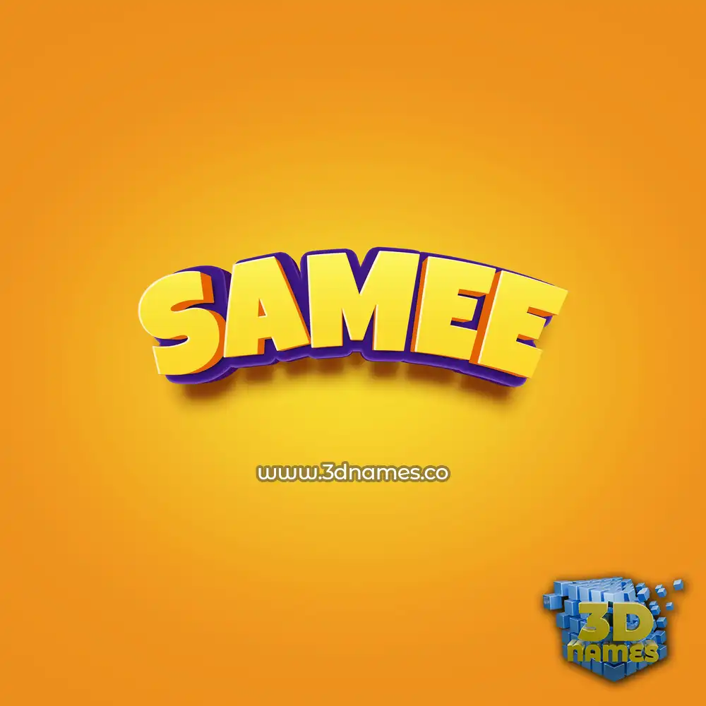 samee in Orange Toon style - 3D name wallpaper