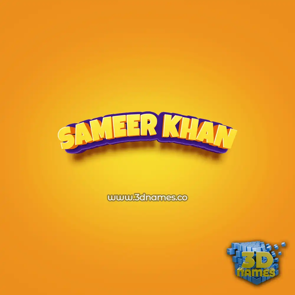 sameer khan in Orange Toon style - 3D name wallpaper