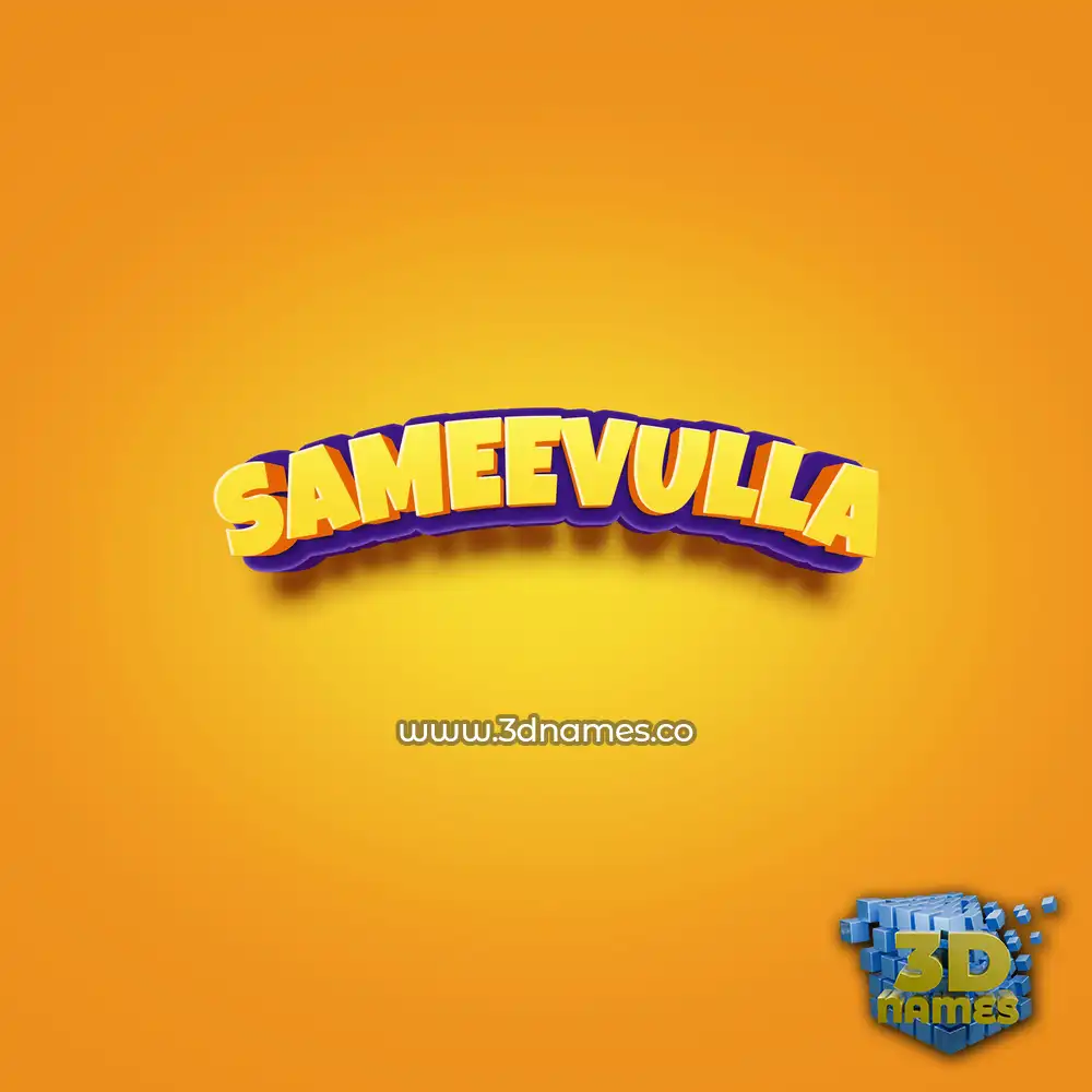 sameevulla in Orange Toon style - 3D name wallpaper