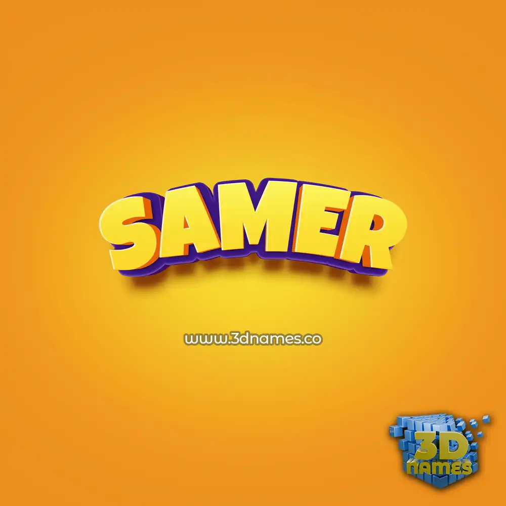 samer in Orange Toon style - 3D name wallpaper