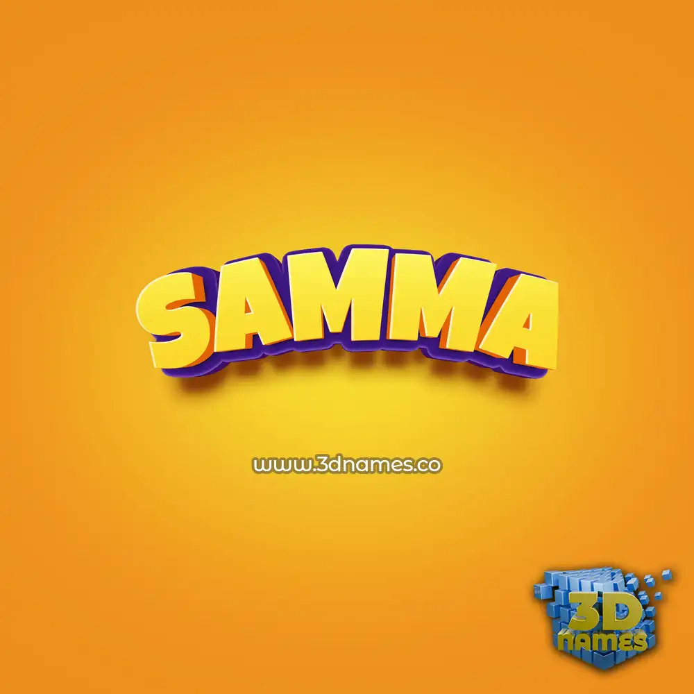 samma in Orange Toon style - 3D name wallpaper