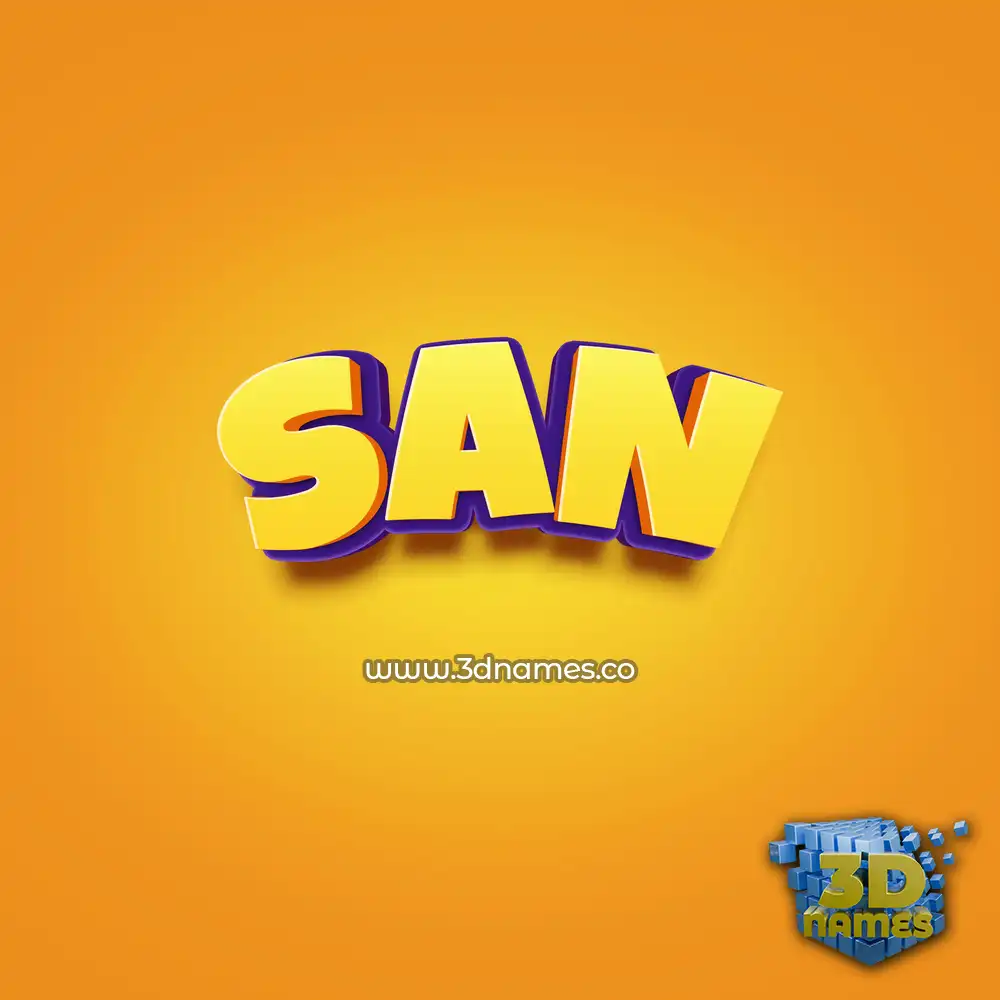 san in Orange Toon style - 3D name wallpaper