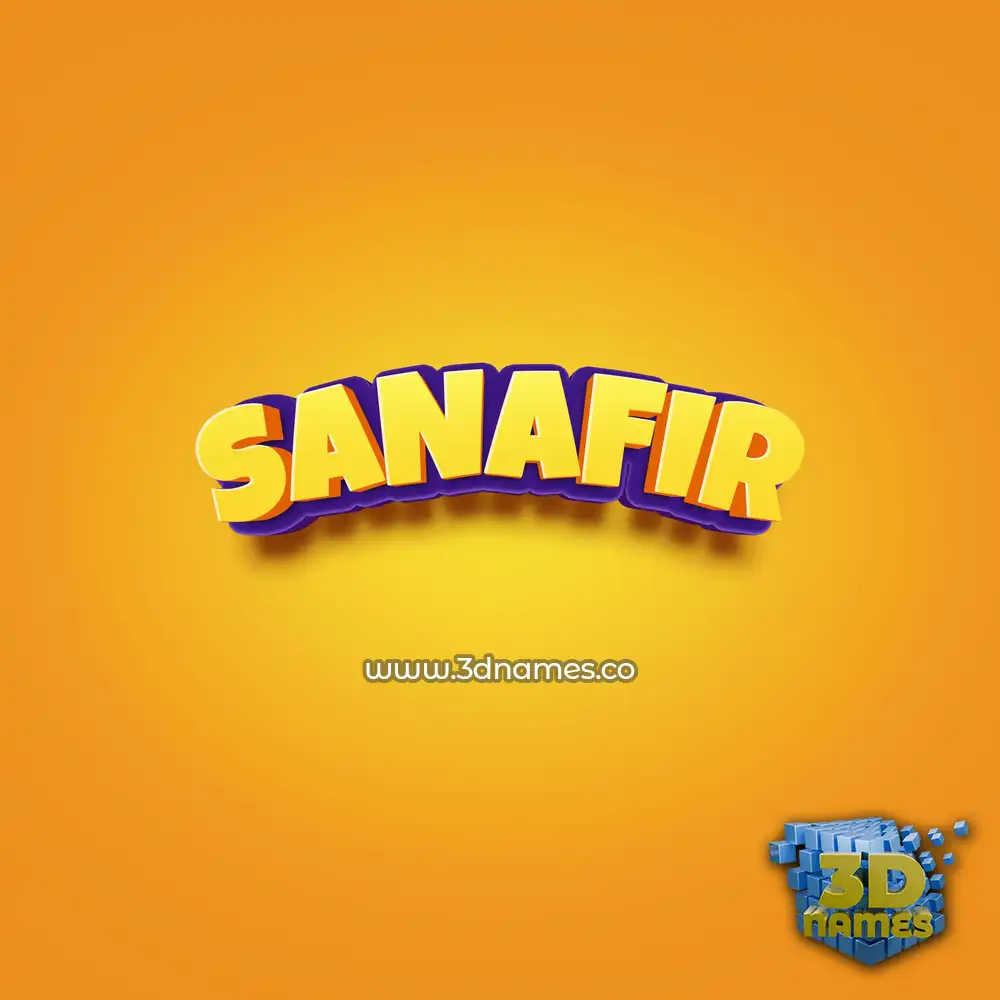 sanafir in Orange Toon style - 3D name wallpaper