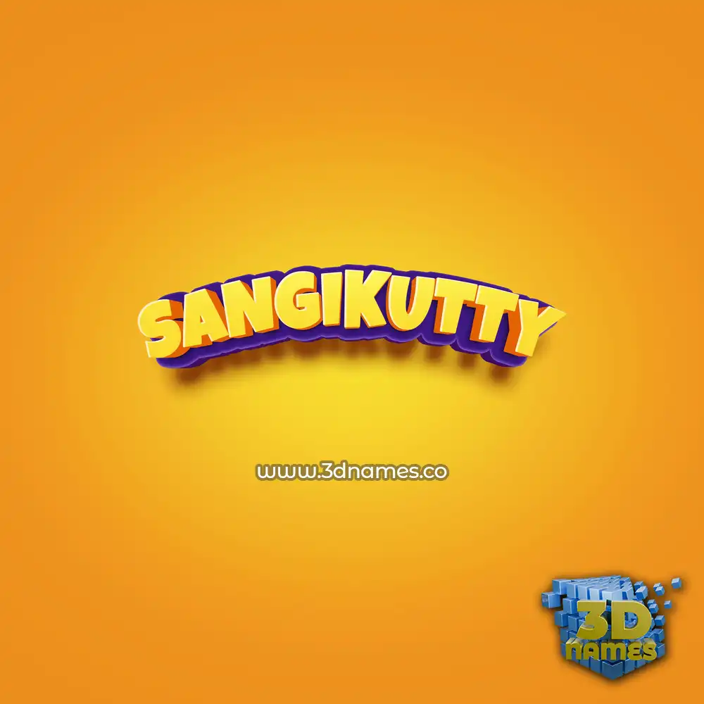 sangikutty in Orange Toon style - 3D name wallpaper