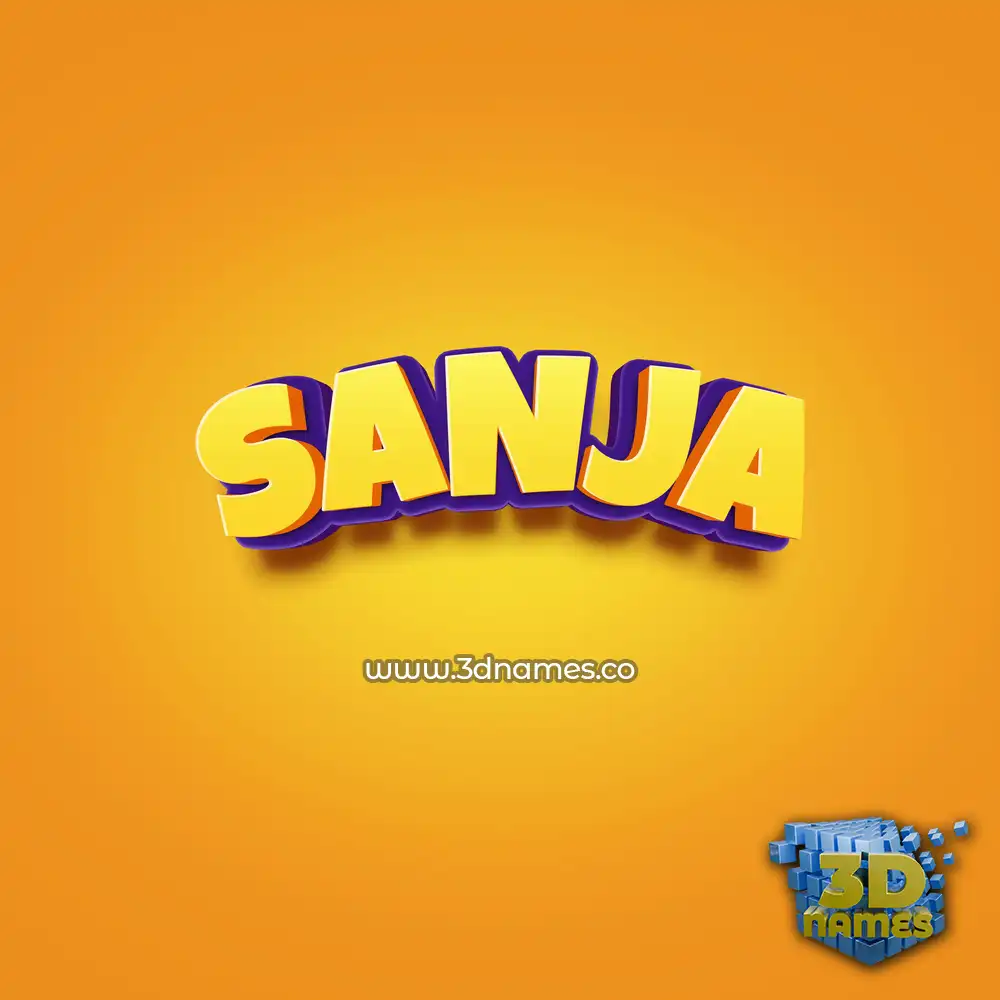 sanja in Orange Toon style - 3D name wallpaper
