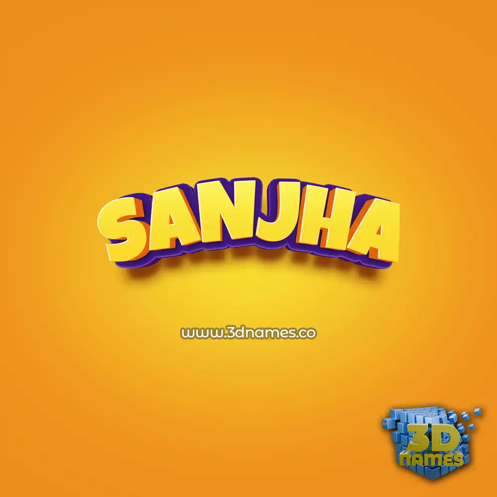 sanjha in Orange Toon style - 3D name wallpaper