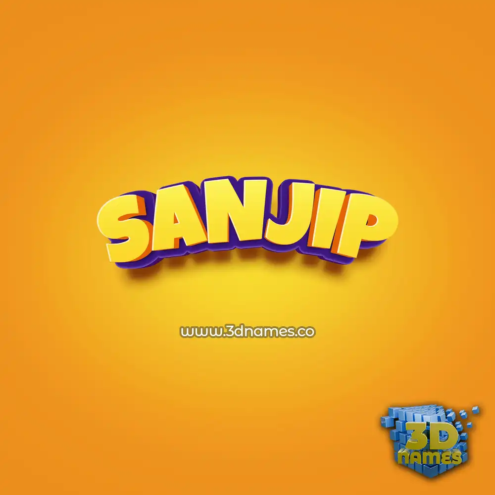 sanjip in Orange Toon style - 3D name wallpaper