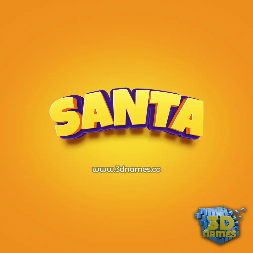 santa in Orange Toon style - 3D name wallpaper