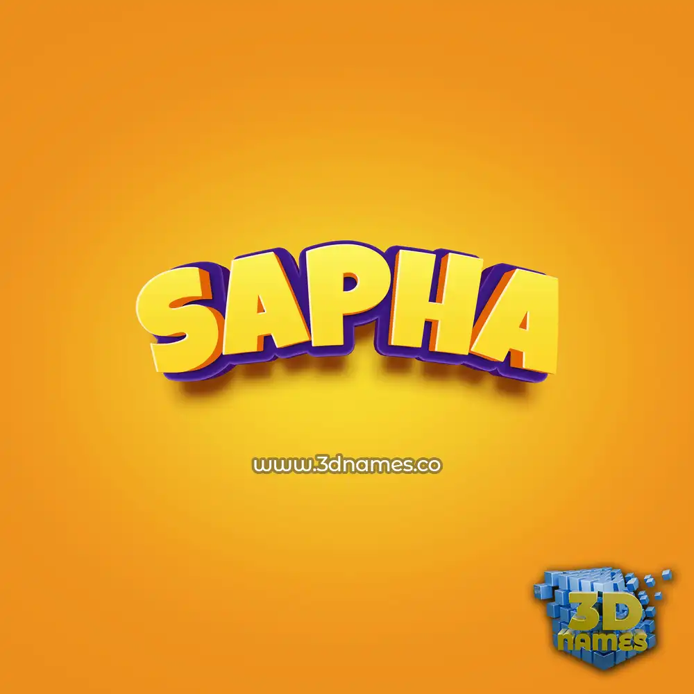 sapha in Orange Toon style - 3D name wallpaper