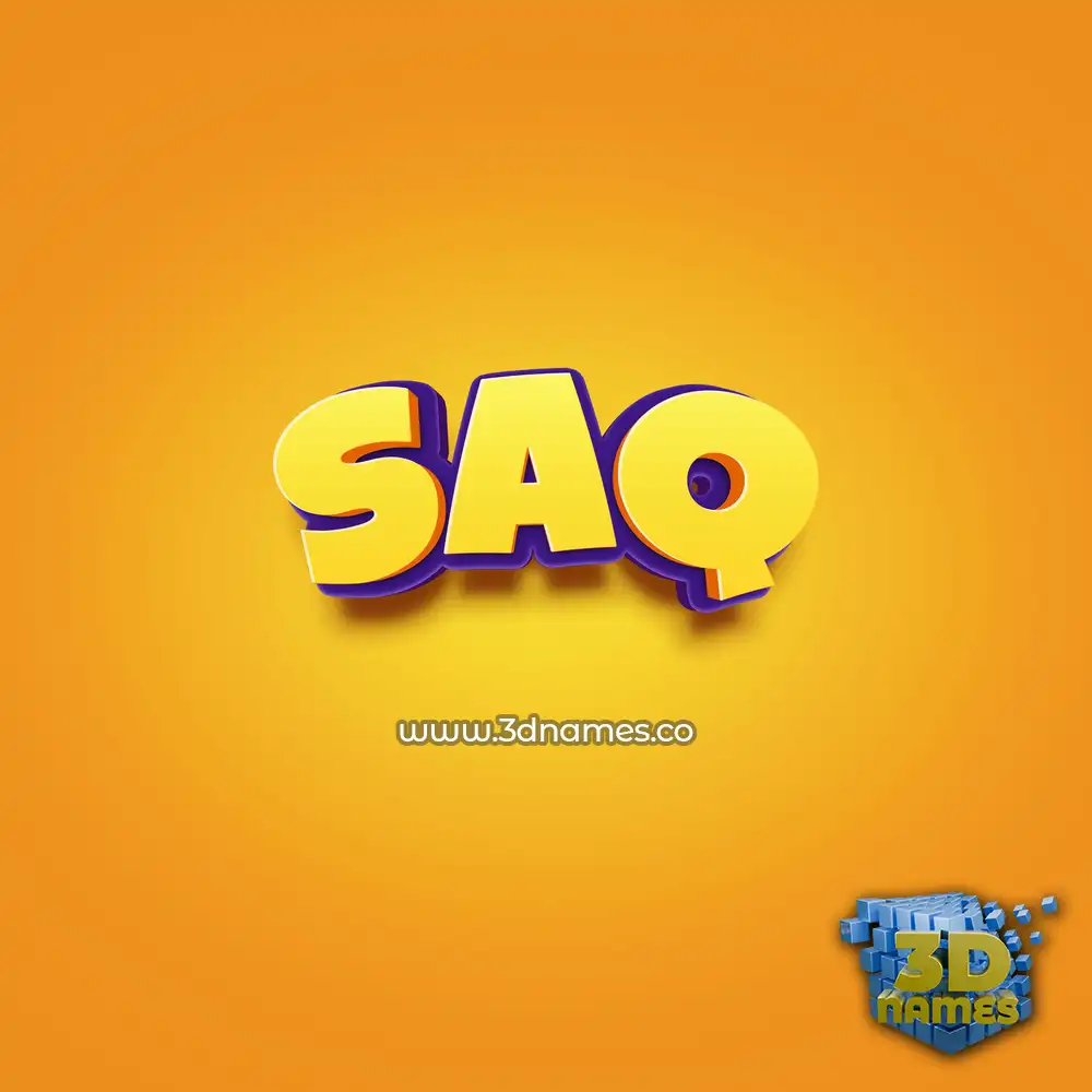 saq in Orange Toon style - 3D name wallpaper