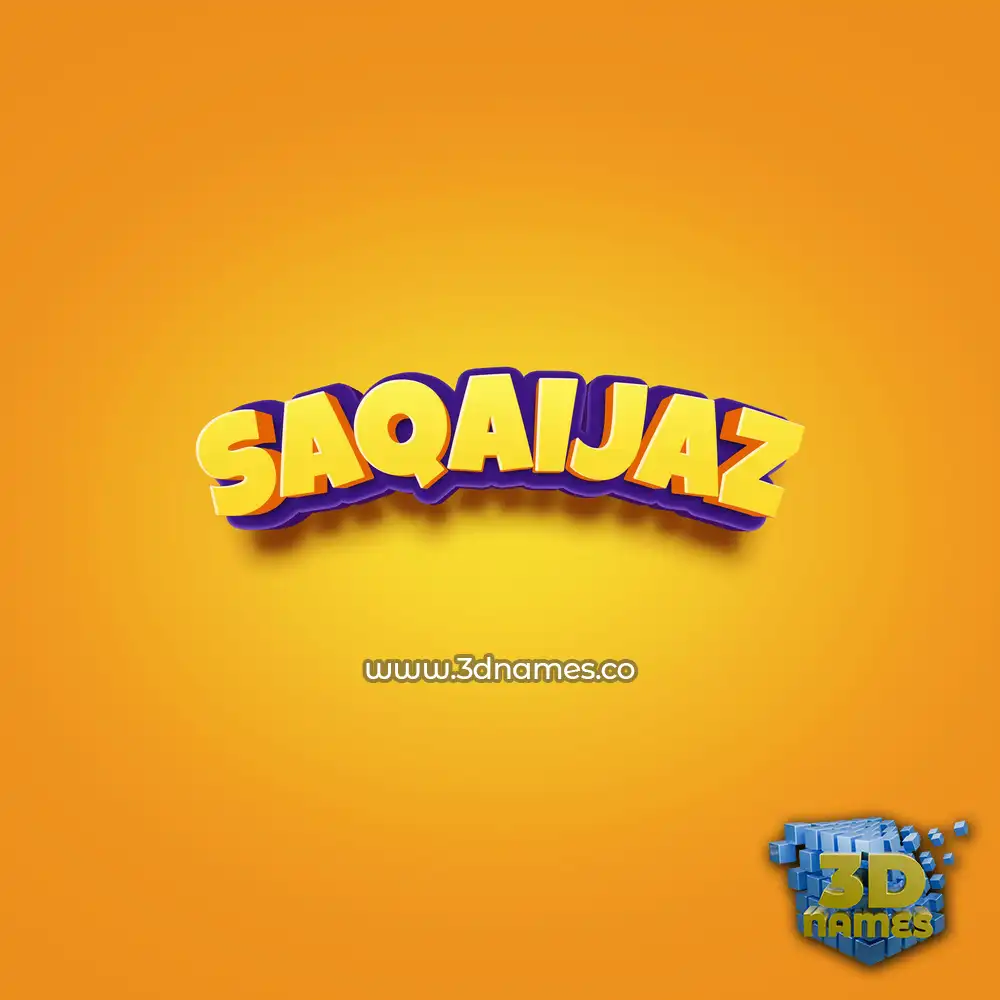 saqaijaz in Orange Toon style - 3D name wallpaper