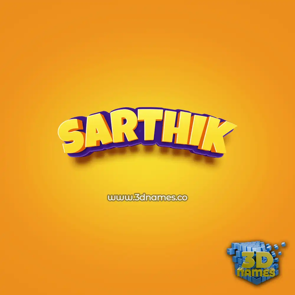 sarthik in Orange Toon style - 3D name wallpaper