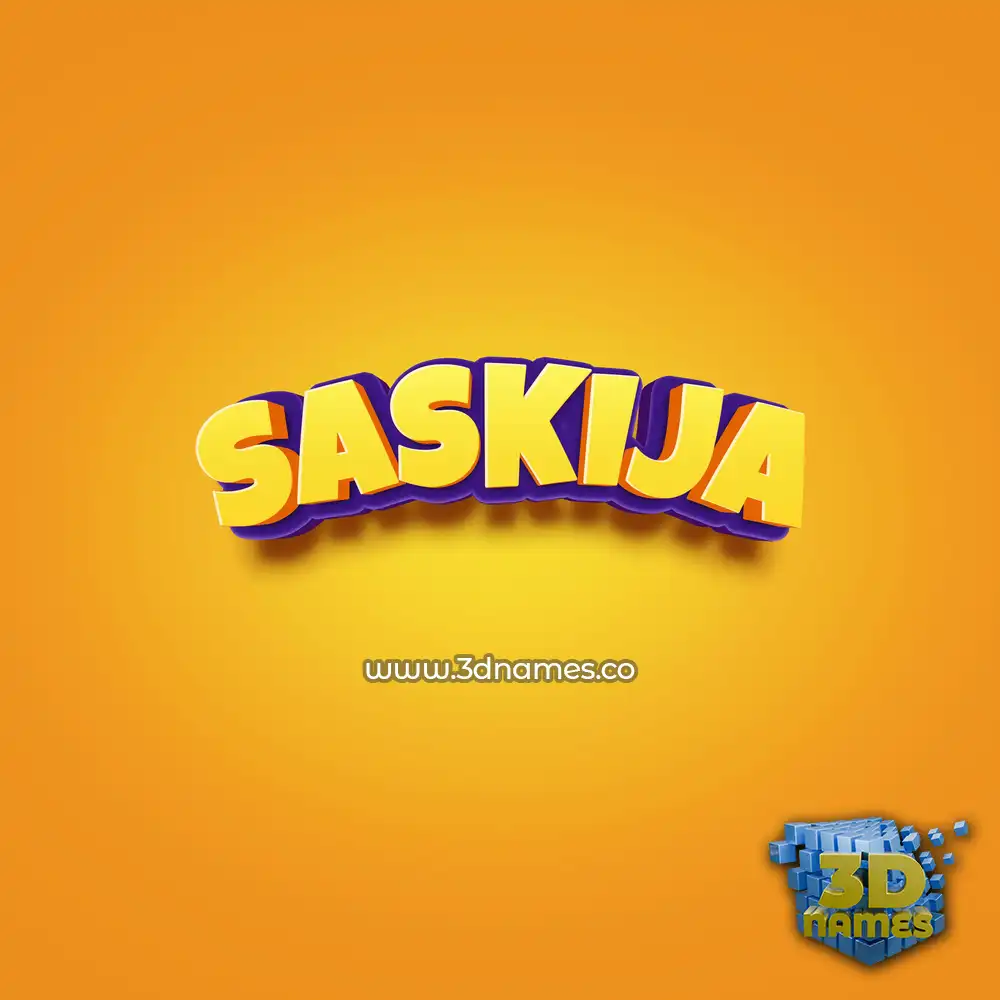 saskija in Orange Toon style - 3D name wallpaper