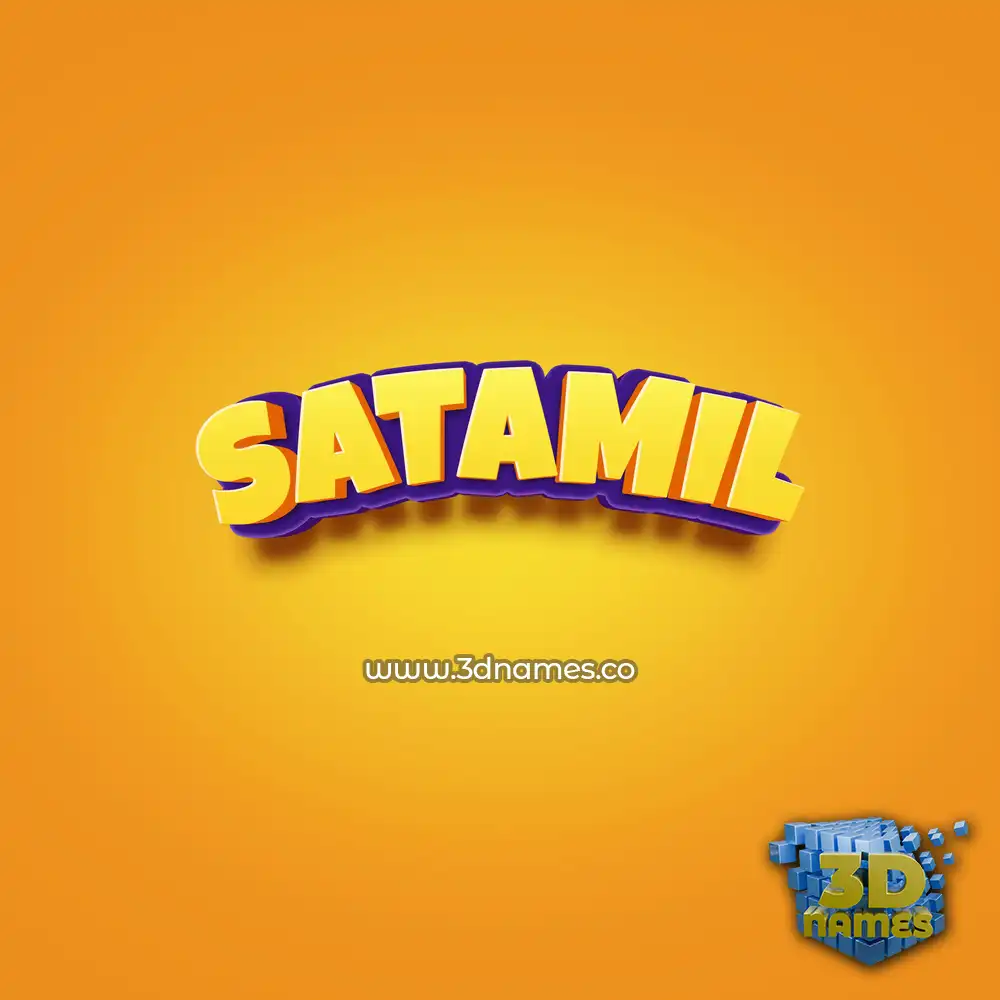 satamil in Orange Toon style - 3D name wallpaper