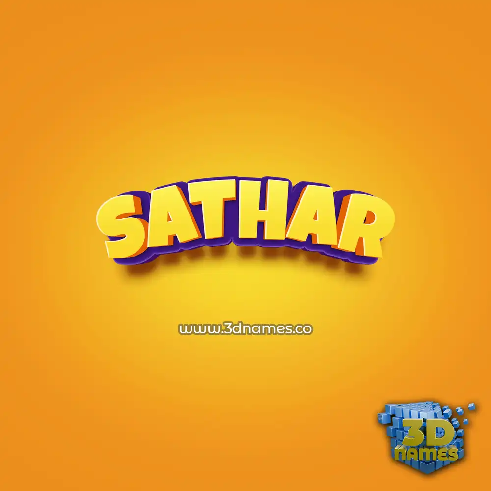 sathar in Orange Toon style - 3D name wallpaper