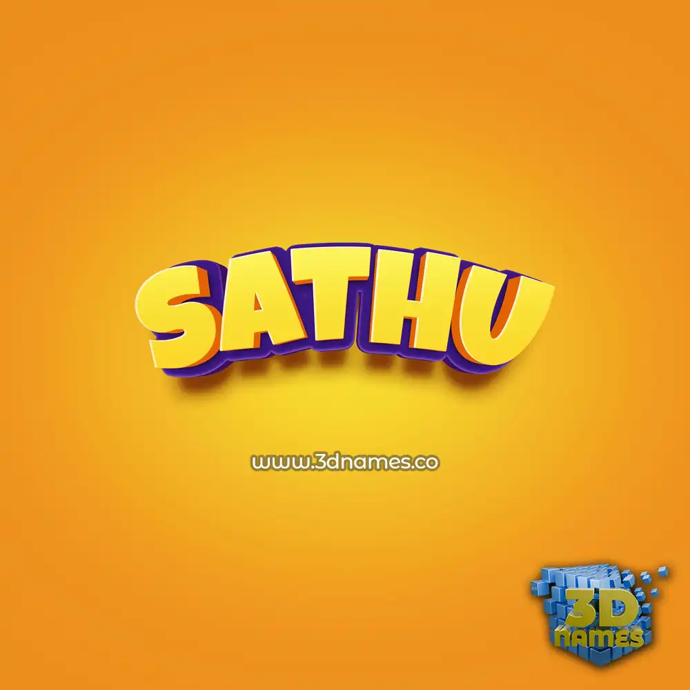 sathu in Orange Toon style - 3D name wallpaper