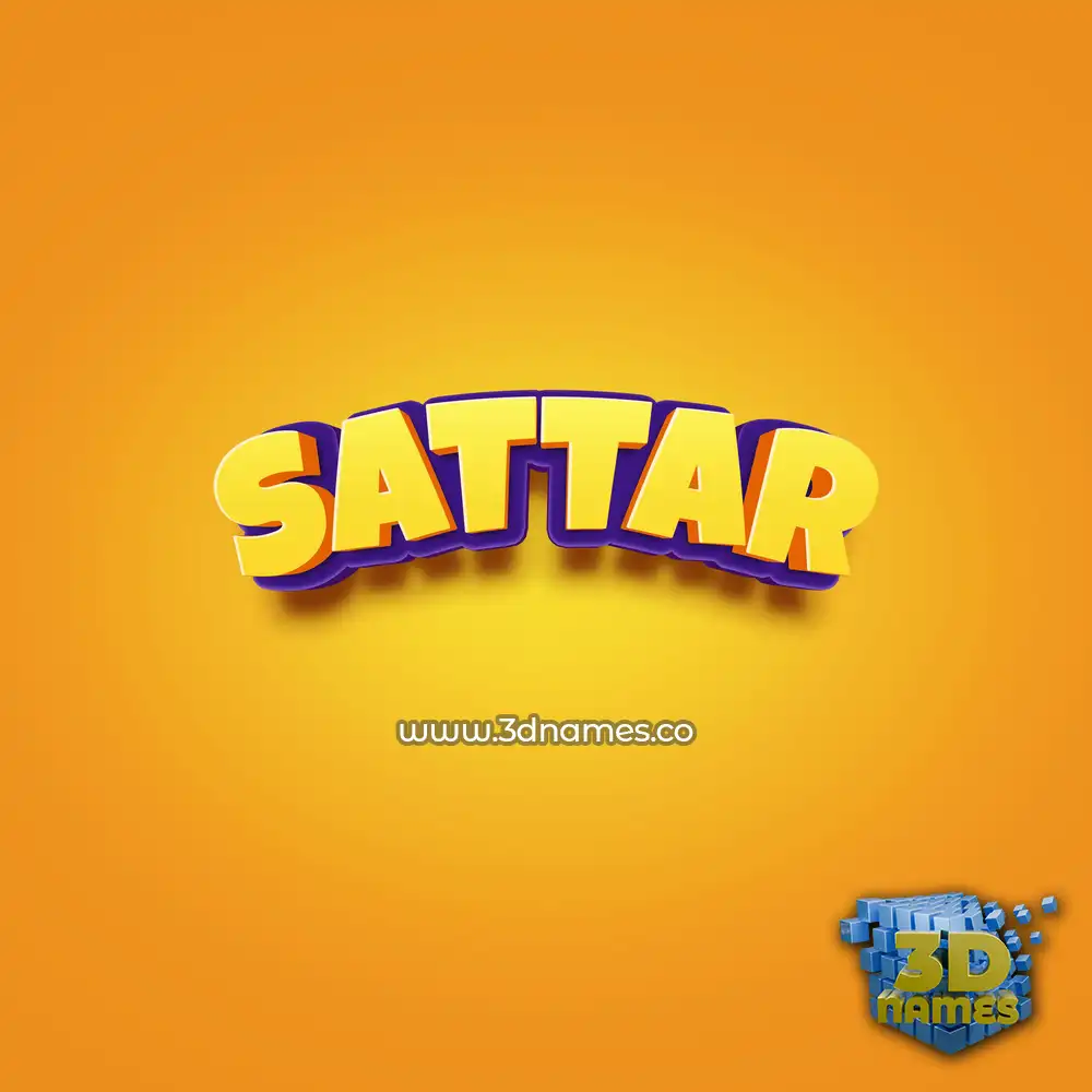 sattar in Orange Toon style - 3D name wallpaper