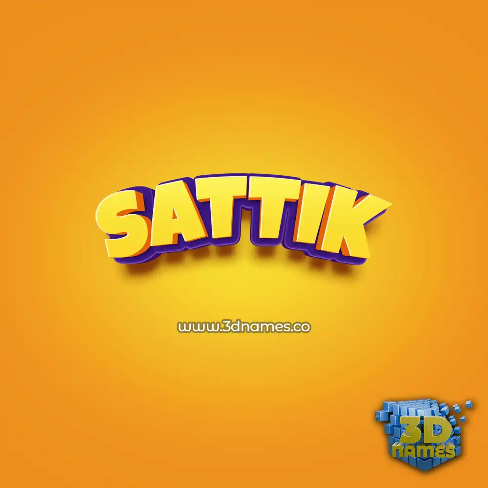 sattik in Orange Toon style - 3D name wallpaper