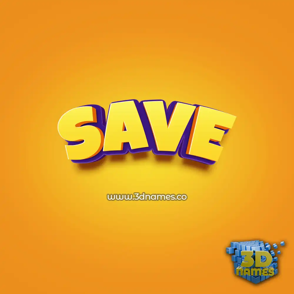 save in Orange Toon style - 3D name wallpaper