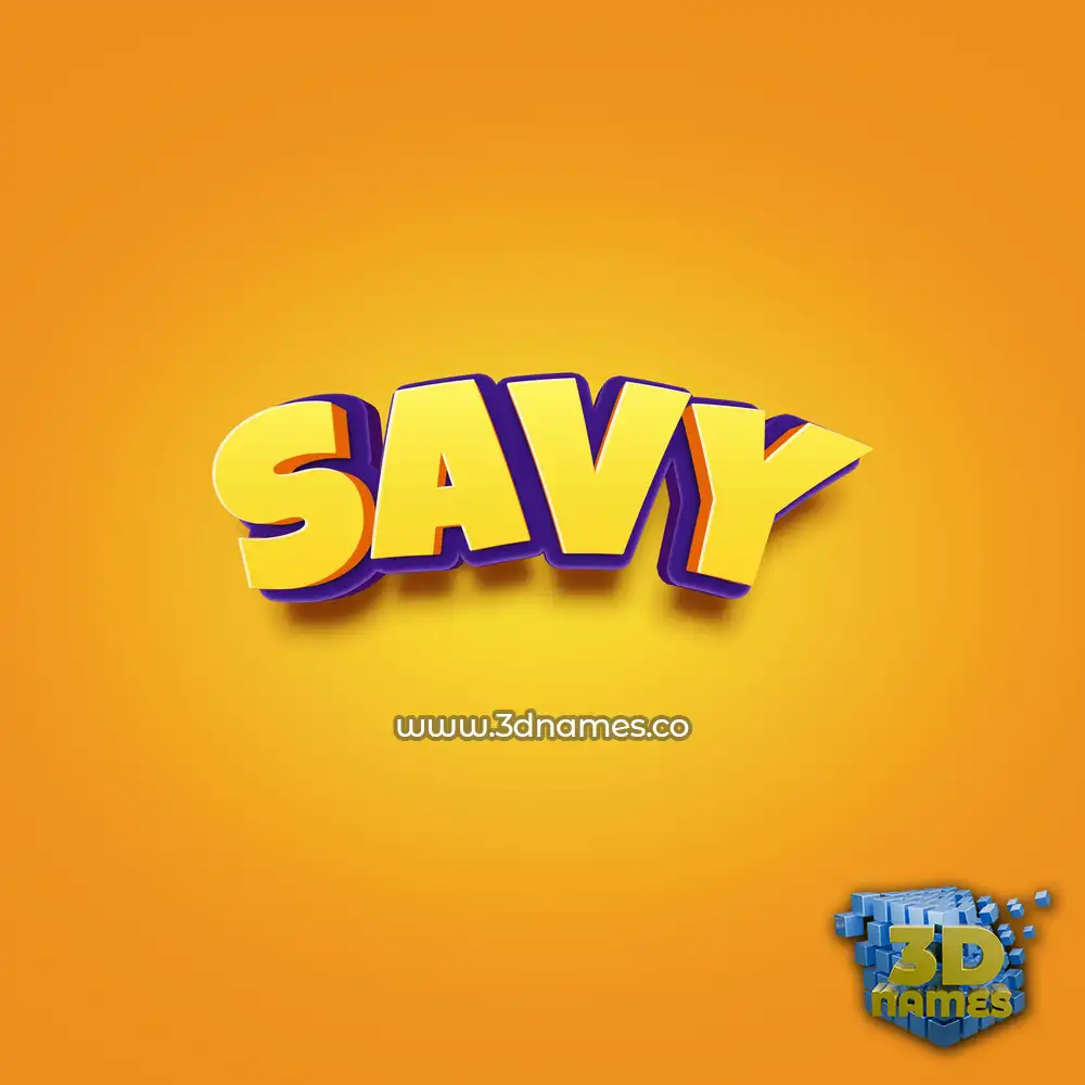 savy in Orange Toon style - 3D name wallpaper