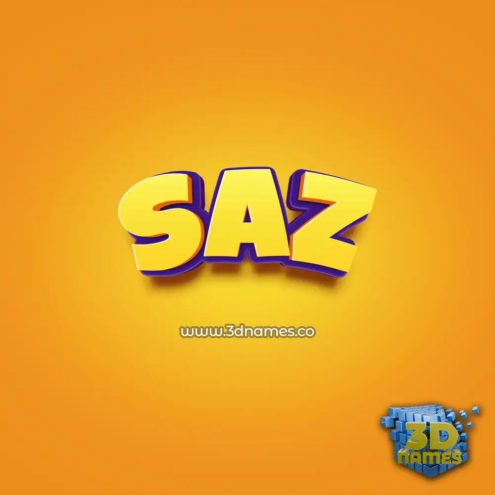 saz in Orange Toon style - 3D name wallpaper