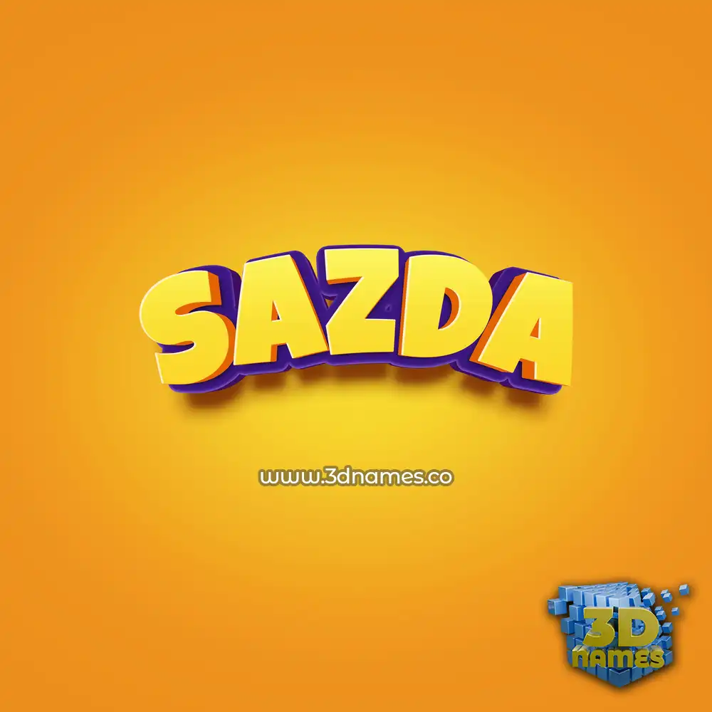 sazda in Orange Toon style - 3D name wallpaper