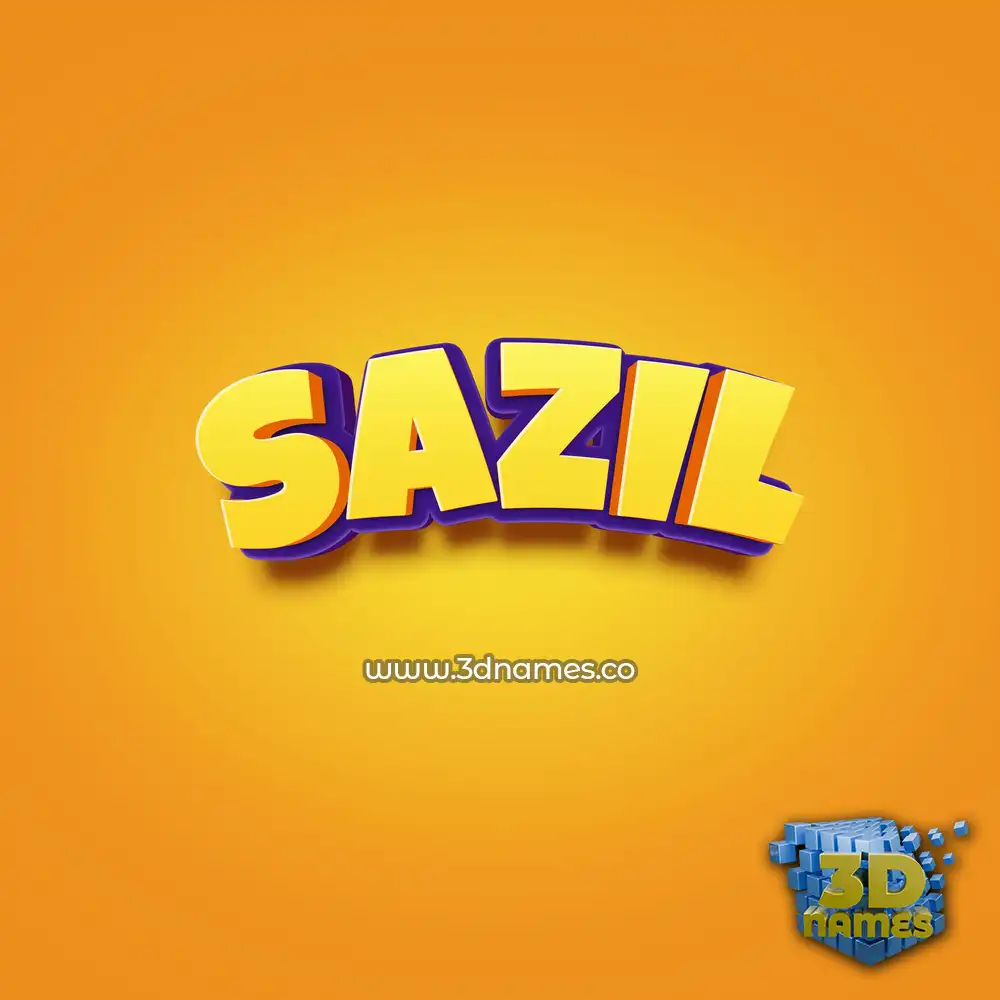 sazil in Orange Toon style - 3D name wallpaper