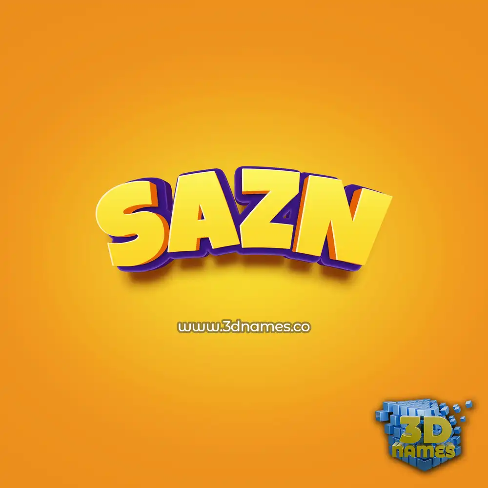 sazn in Orange Toon style - 3D name wallpaper