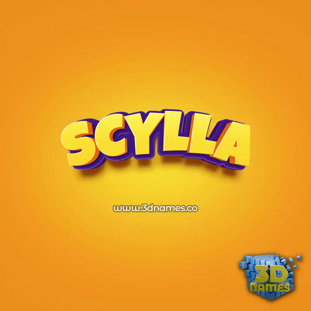 scylla in Orange Toon style - 3D name wallpaper
