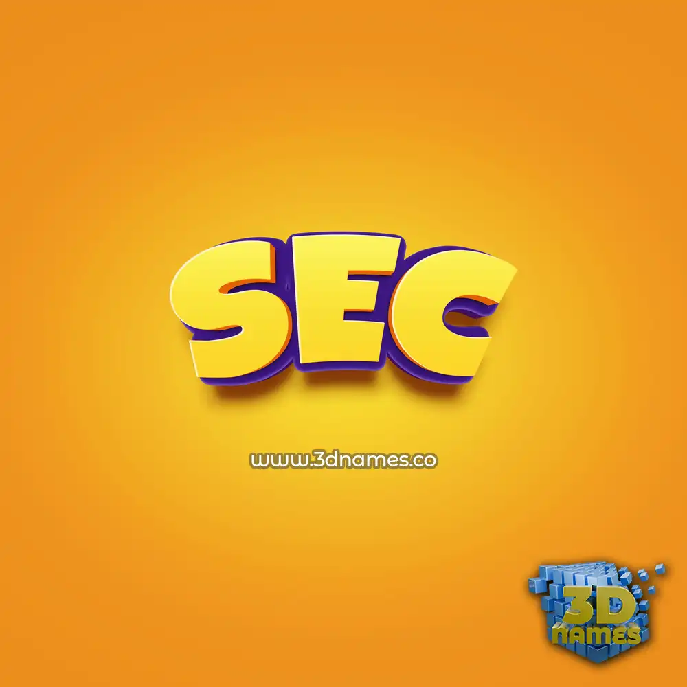 sec in Orange Toon style - 3D name wallpaper