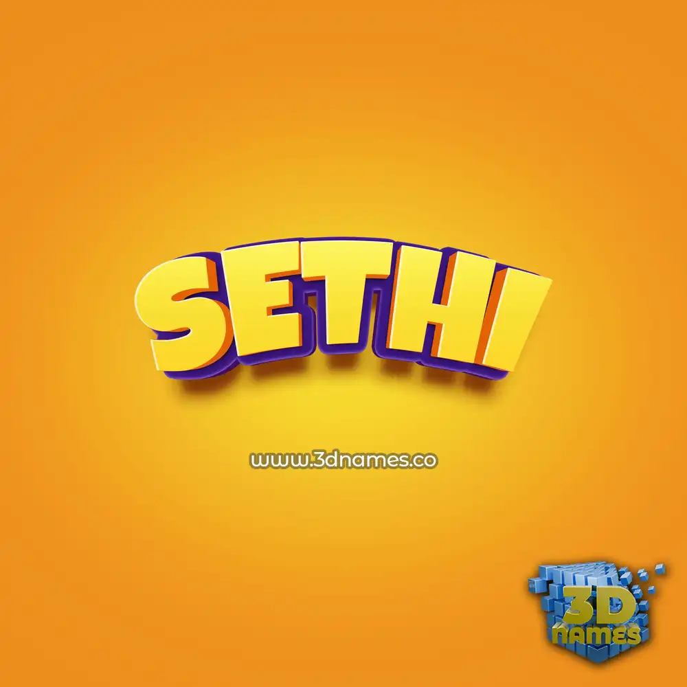sethi in Orange Toon style - 3D name wallpaper