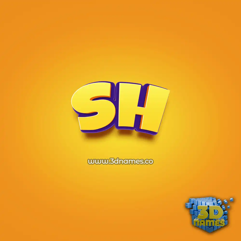 sh in Orange Toon style - 3D name wallpaper